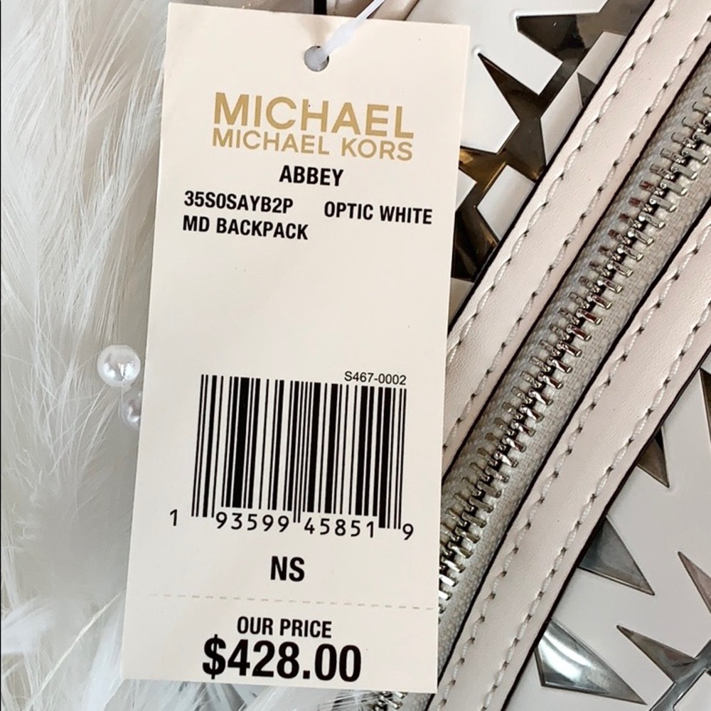 🎒New Michael Kors 🎒Abbey White Medium Backpack - Picture 3 of 7